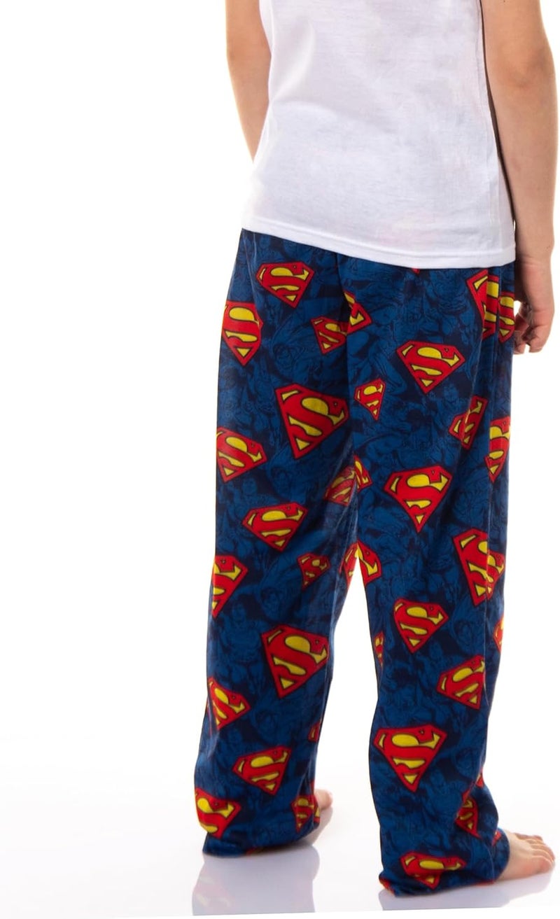 INTIMO DC Comics Boys' Superman Red and Yellow Emblem Logo All Over Tossed Print PJ Pajama Pants Loungewear Sleepwear - Image 2